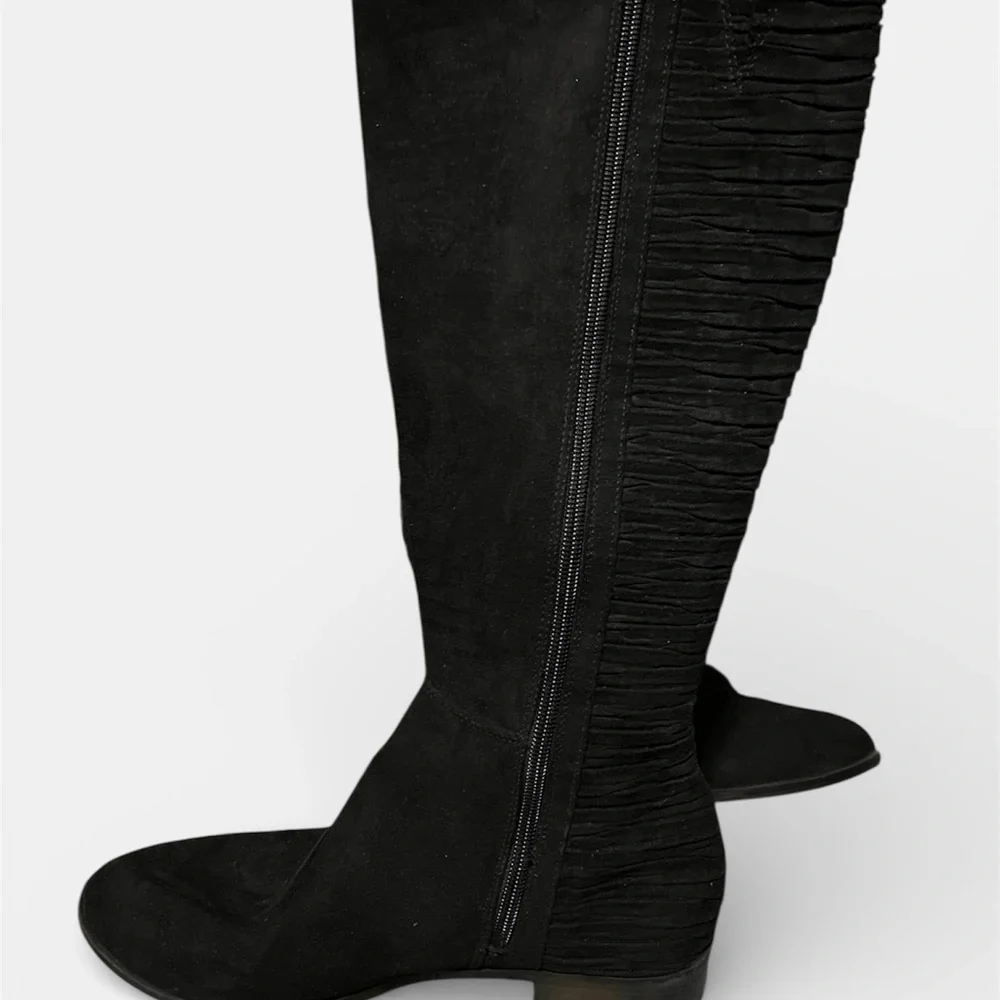 Kelly & Katie Boots Womens Lanner Tall Side Zip Riding Boot Black Faux Suede